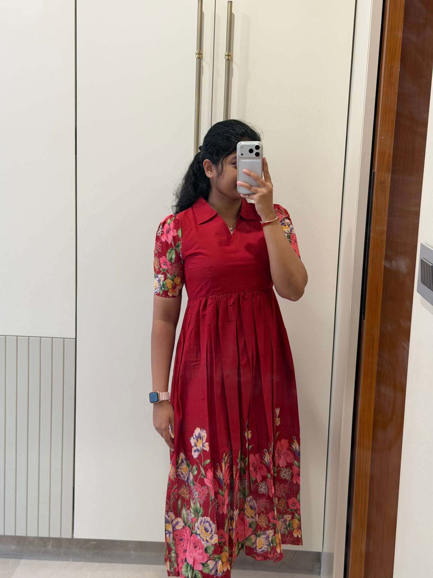 Red Flower Garden Cotton Maxi
