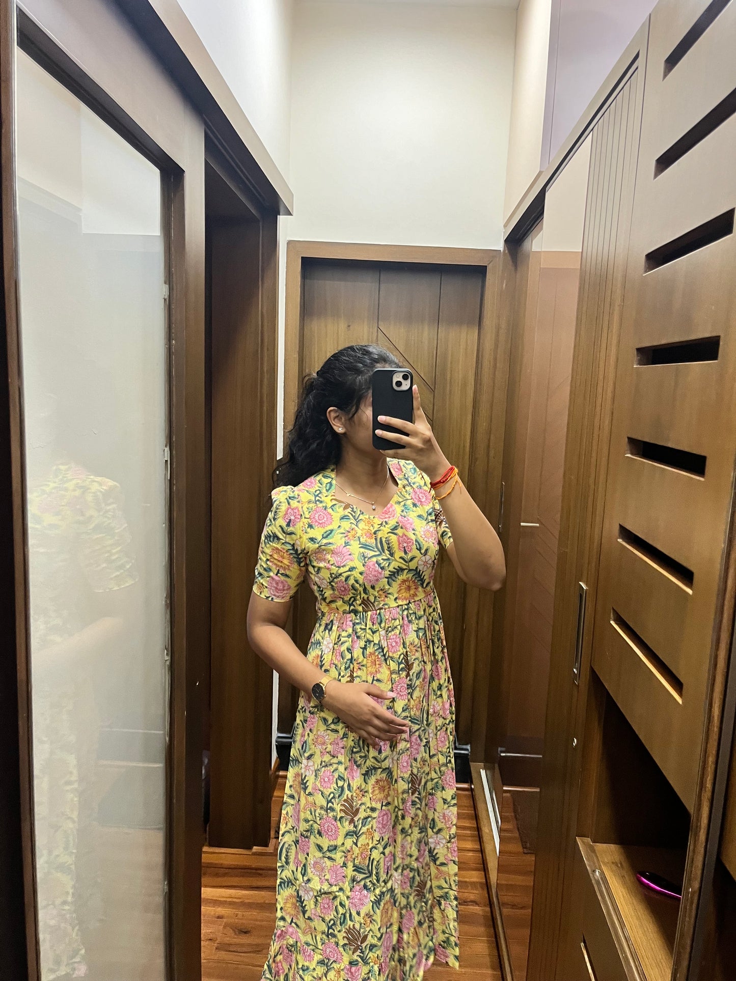 Yellow Floral Cotton Maxi