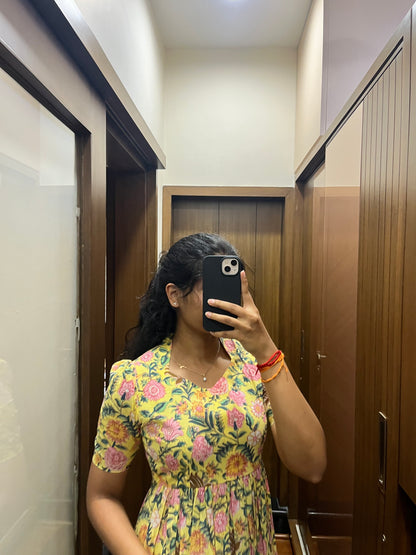 Yellow Floral Cotton Maxi