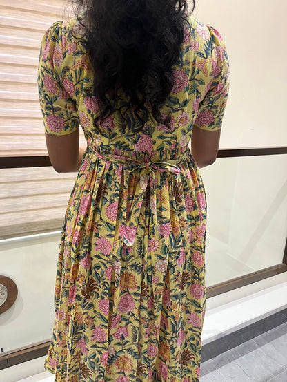 Yellow Floral Cotton Maxi