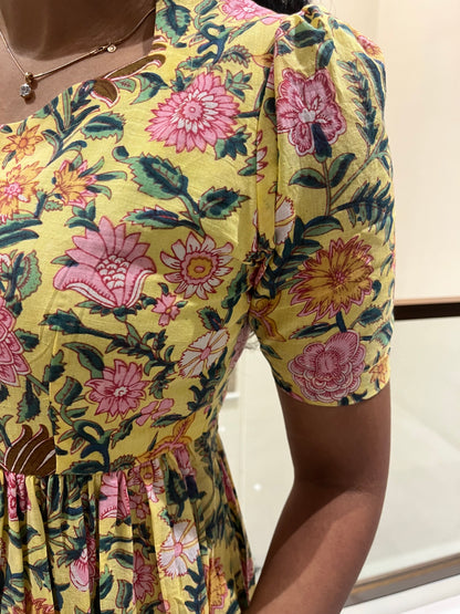 Yellow Floral Cotton Maxi