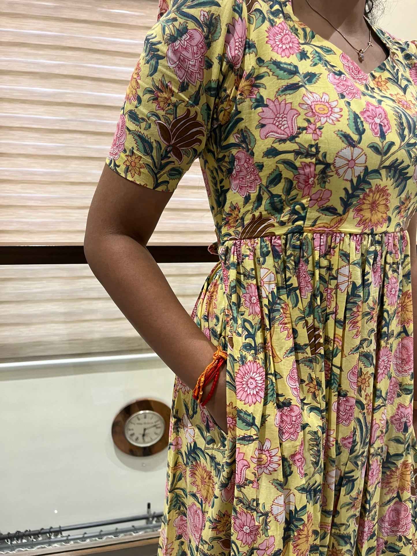 Yellow Floral Cotton Maxi