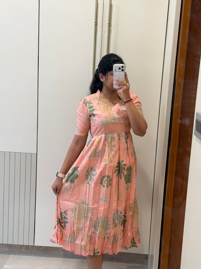 Peach Forest Cotton Maxi