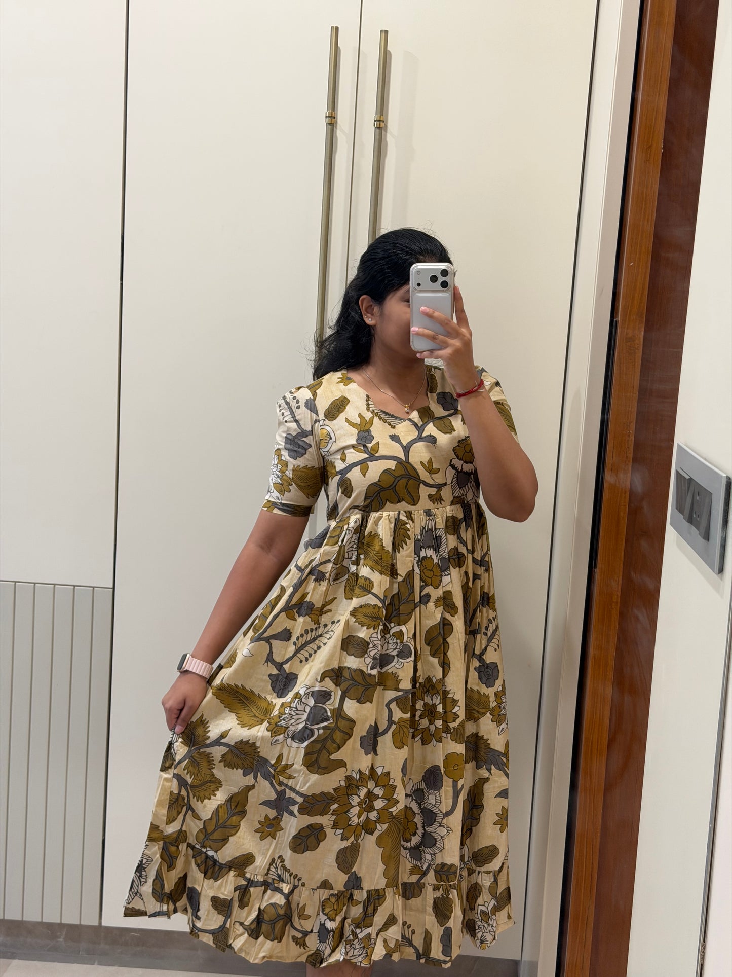 Cream Kalamkari Cotton Maxi