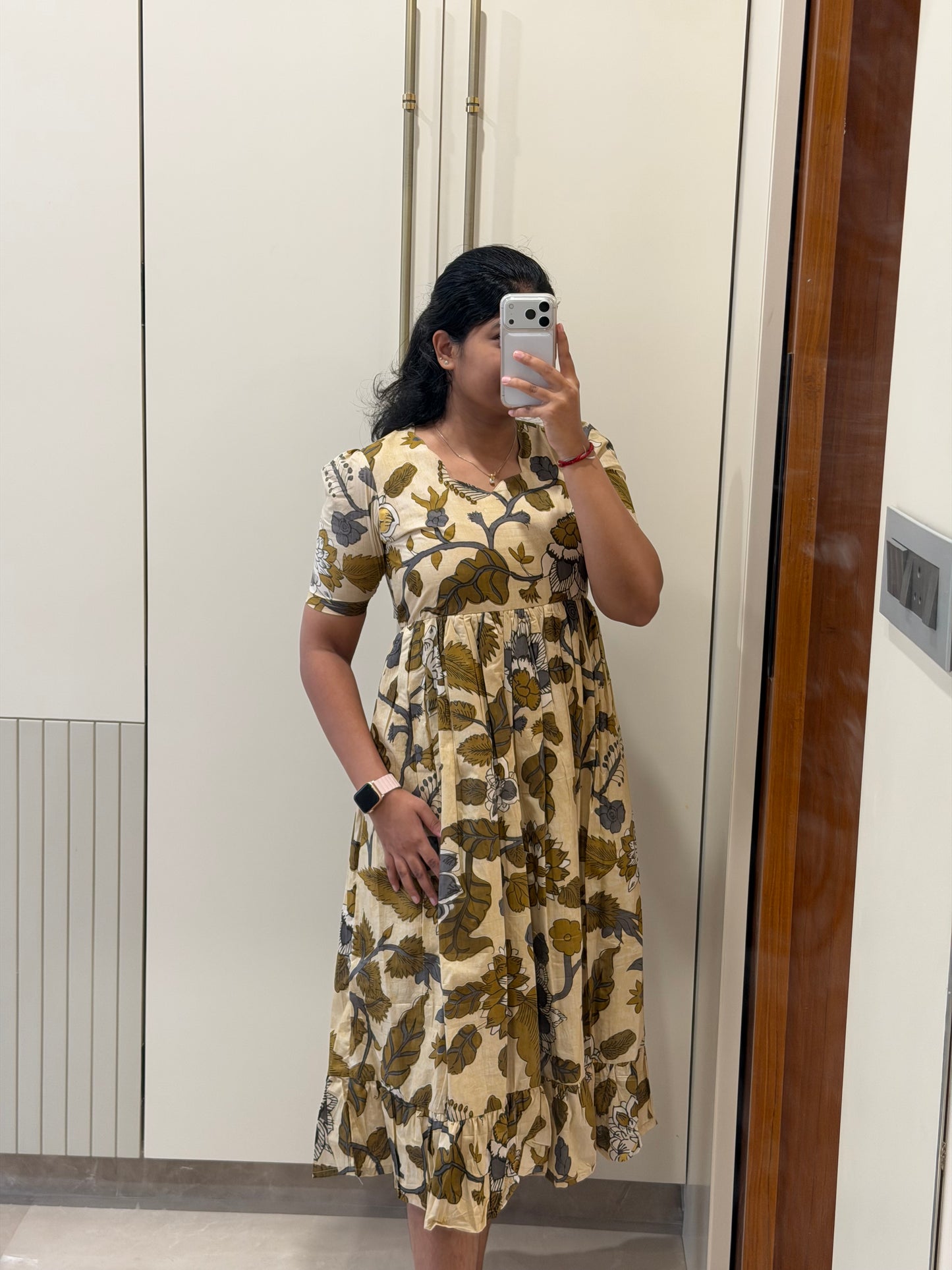 Cream Kalamkari Cotton Maxi