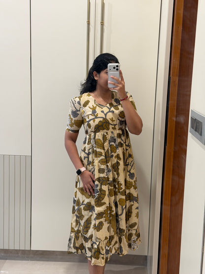 Cream Kalamkari Cotton Maxi