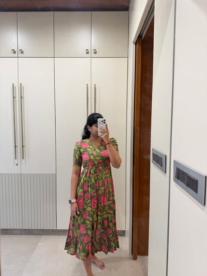 Olive Green Cotton Maxi