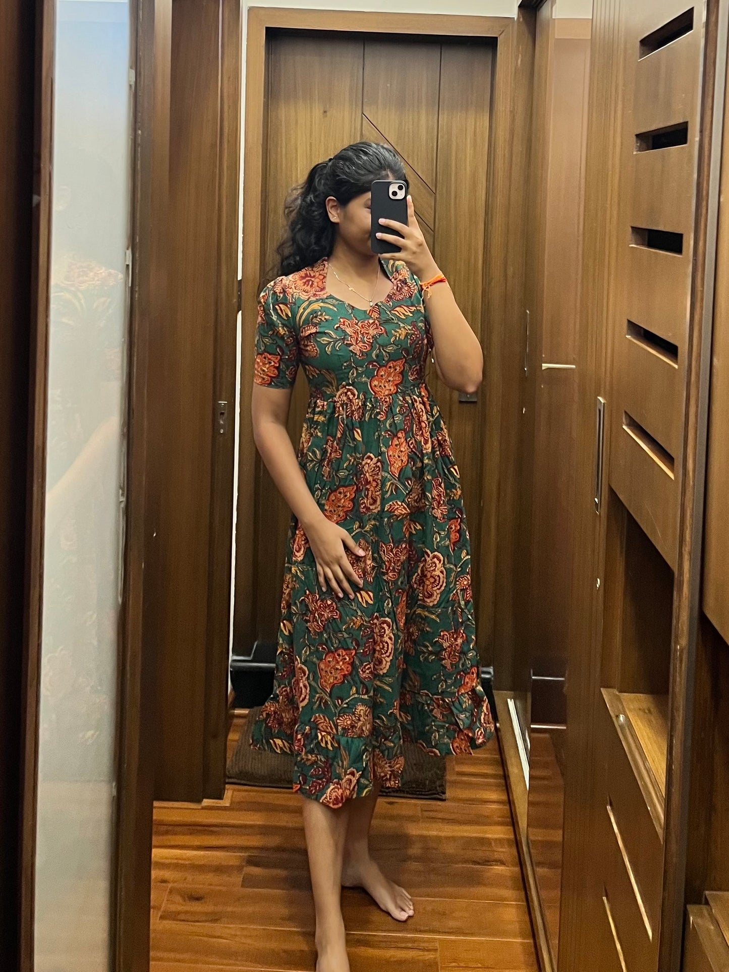 Teal Floral Cotton Maxi