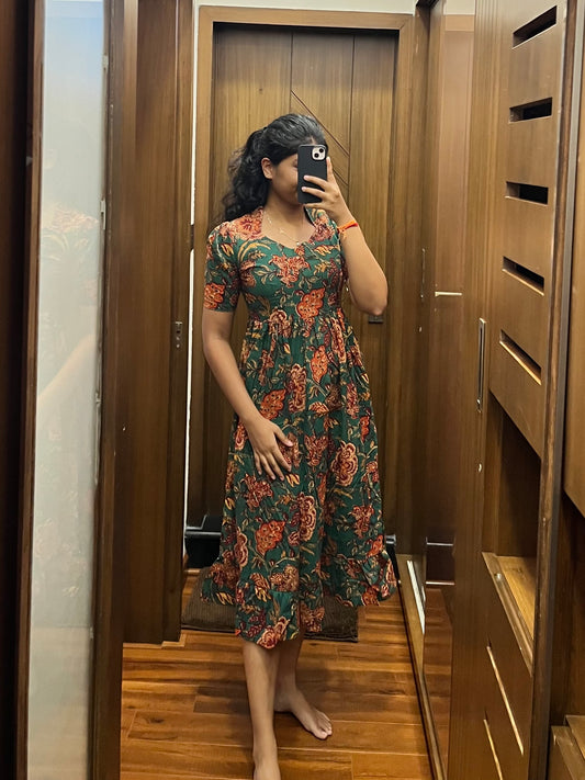 Teal Floral Cotton Maxi