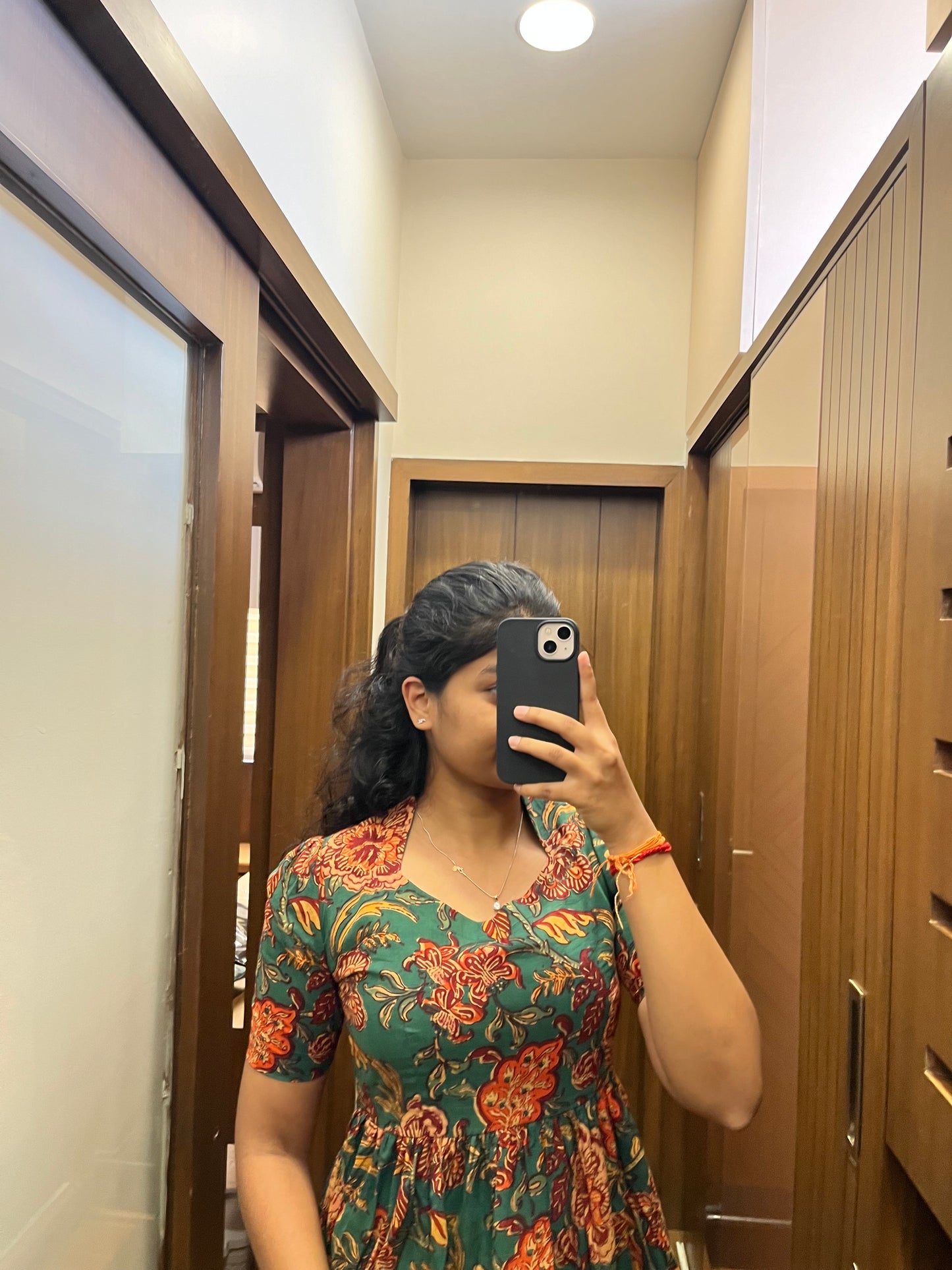 Teal Floral Cotton Maxi