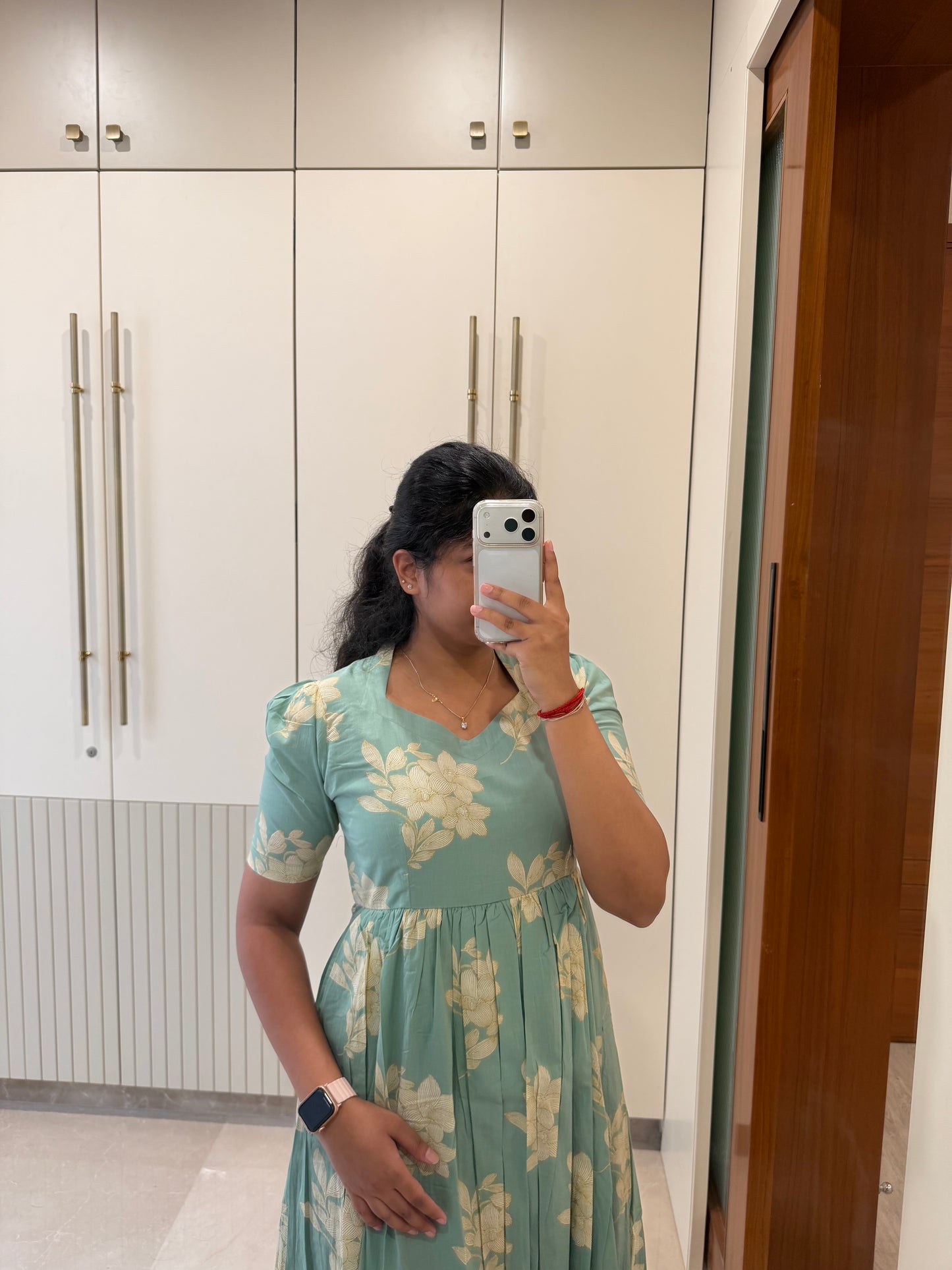 Light Aqua Floral Cotton Maxi
