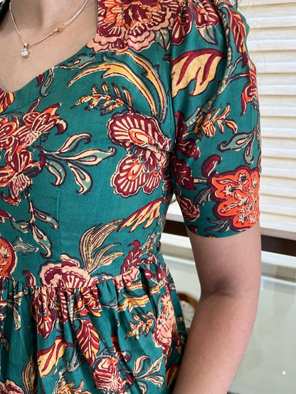 Teal Floral Cotton Maxi