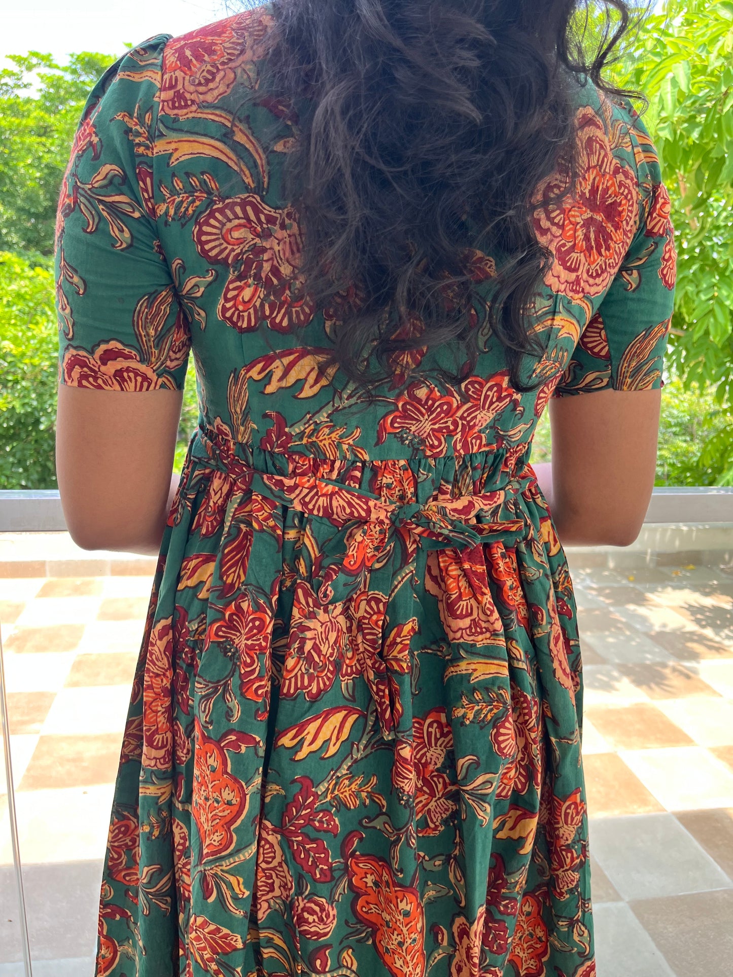 Teal Floral Cotton Maxi