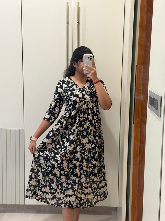 Black Alia Cut Cotton Maxi