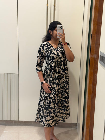 Black Alia Cut Cotton Maxi