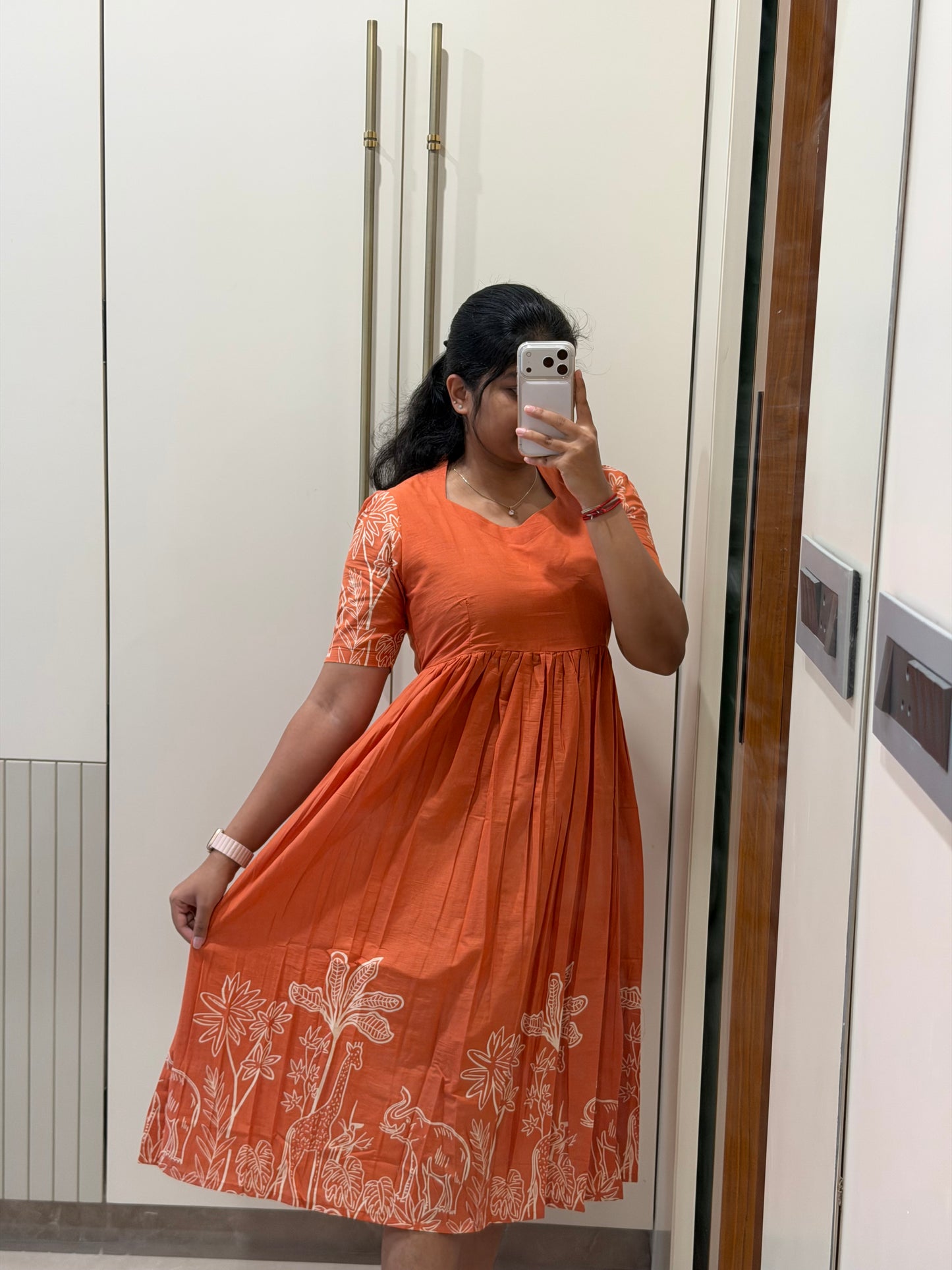 Orange Jungle Cotton Maxi