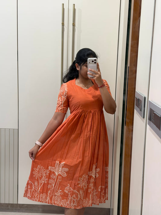 Orange Jungle Cotton Maxi