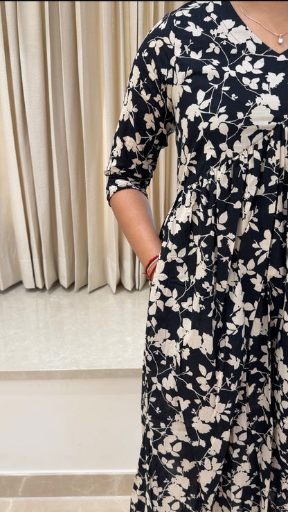 Black Alia Cut Cotton Maxi