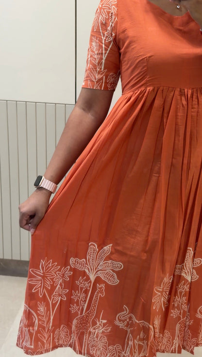 Orange Jungle Cotton Maxi