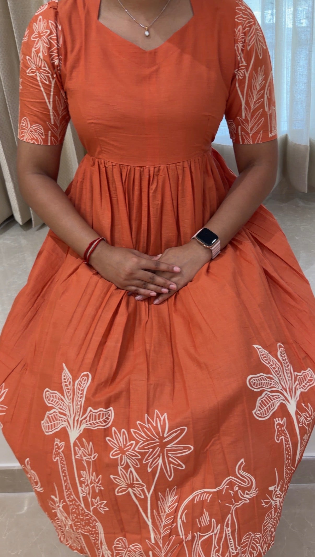 Orange Jungle Cotton Maxi