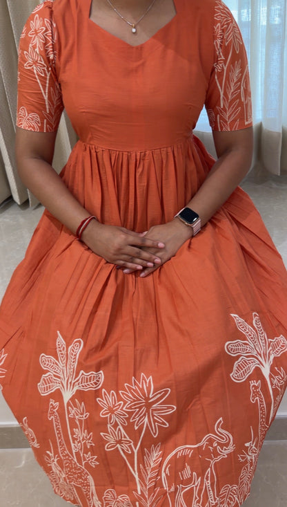 Orange Jungle Cotton Maxi