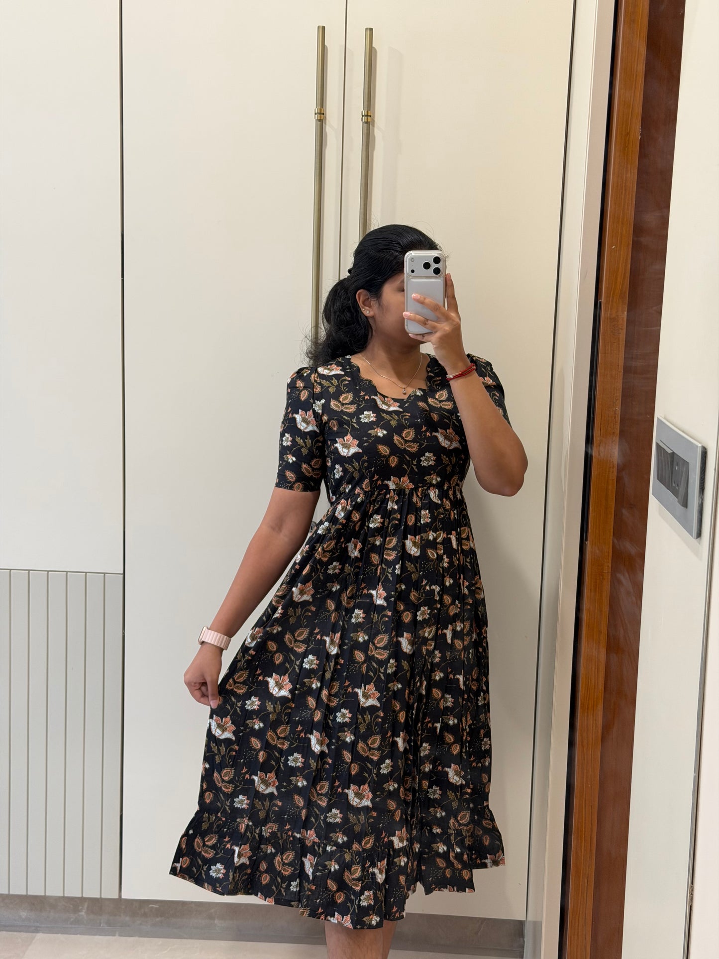 Black Floral Cotton Maxi