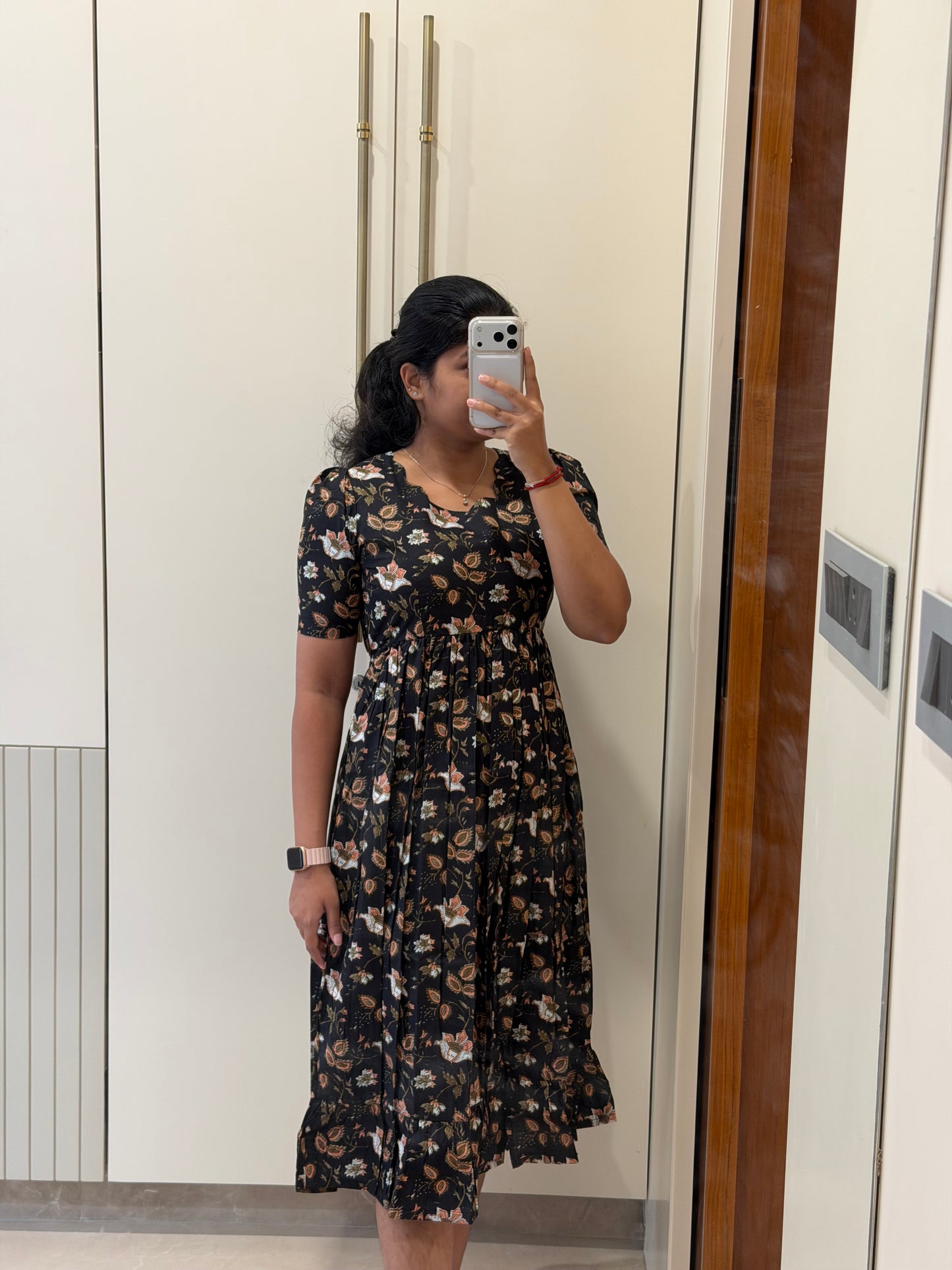 Black Floral Cotton Maxi