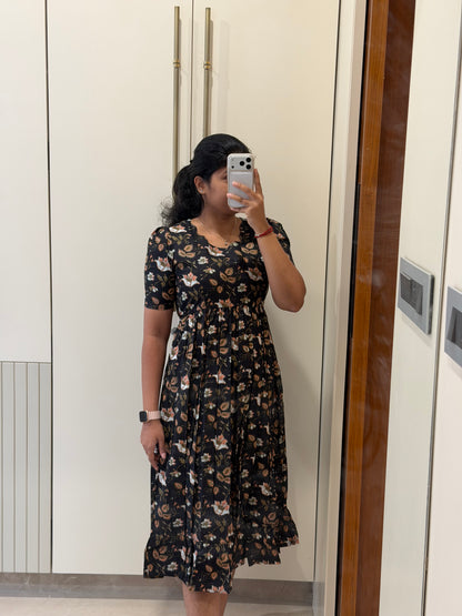 Black Floral Cotton Maxi
