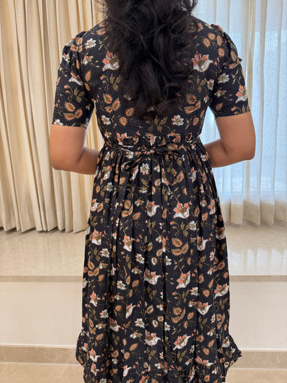 Black Floral Cotton Maxi