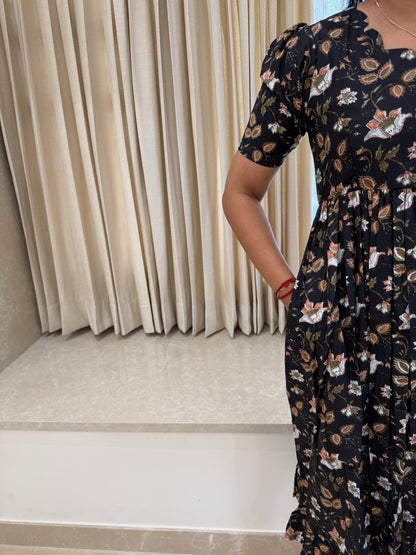 Black Floral Cotton Maxi
