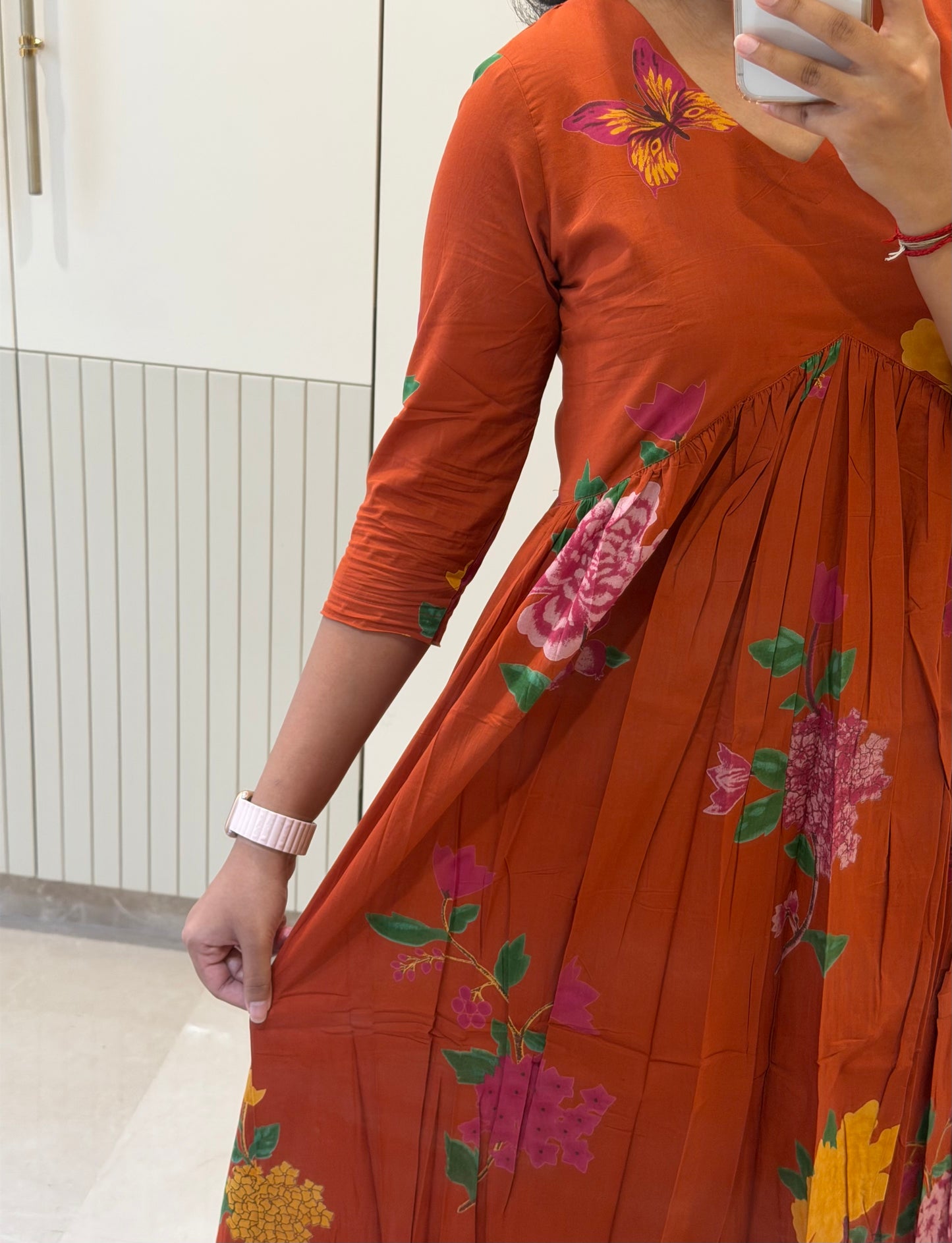 Rust Orange AliaCut Cotton Maxi