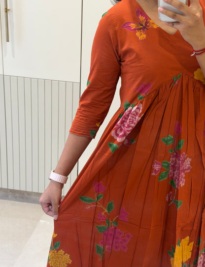 Rust Orange AliaCut Cotton Maxi