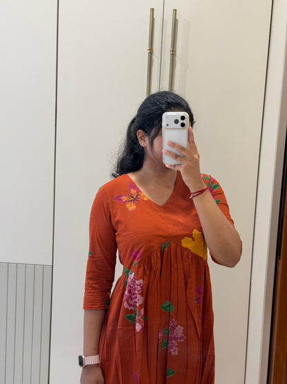 Rust Orange AliaCut Cotton Maxi