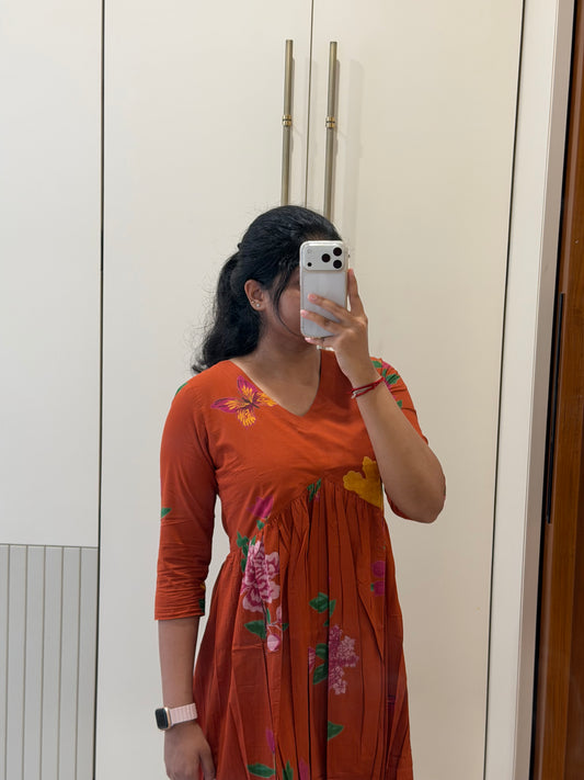 Rust Orange AliaCut Cotton Maxi