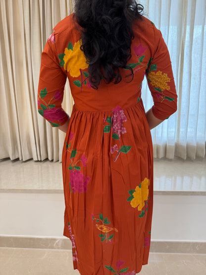 Rust Orange AliaCut Cotton Maxi