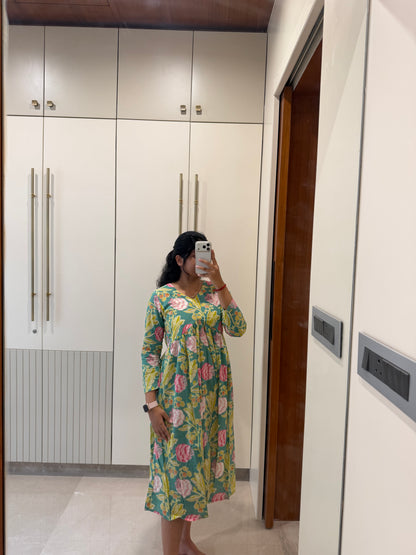 Blue Alia Cut Cotton Maxi