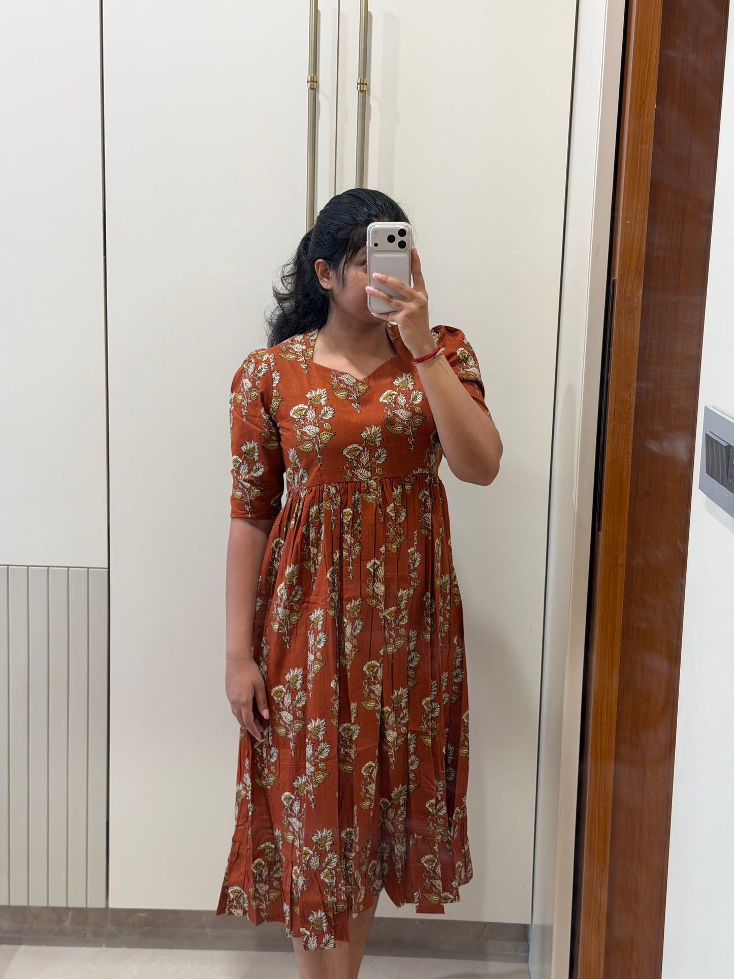 Brown Flower Cotton Maxi