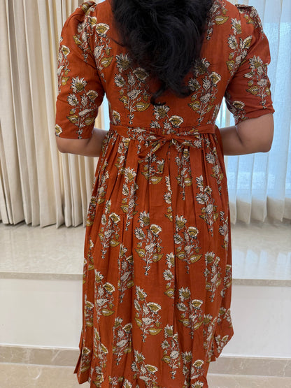 Brown Flower Cotton Maxi