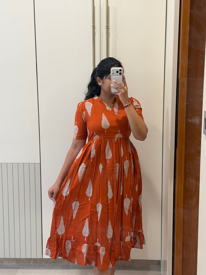 Dark Orange Cotton Maxi