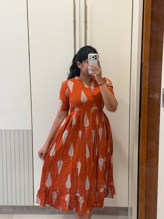 Dark Orange Cotton Maxi