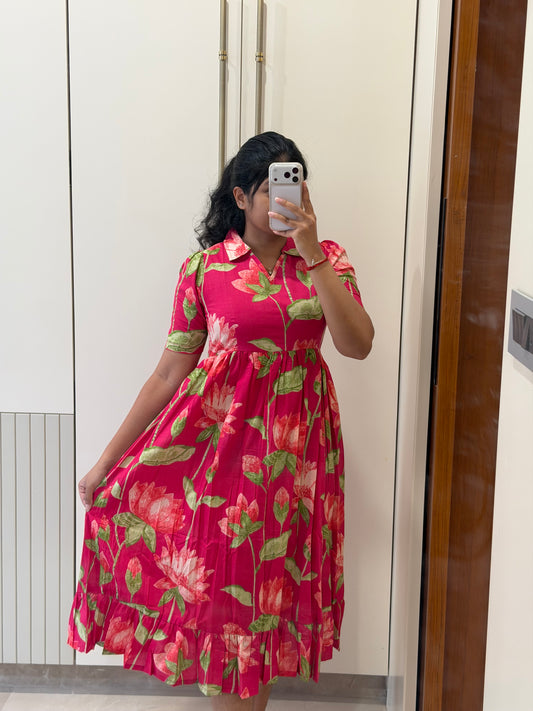 Pink Lotus Cotton Maxi