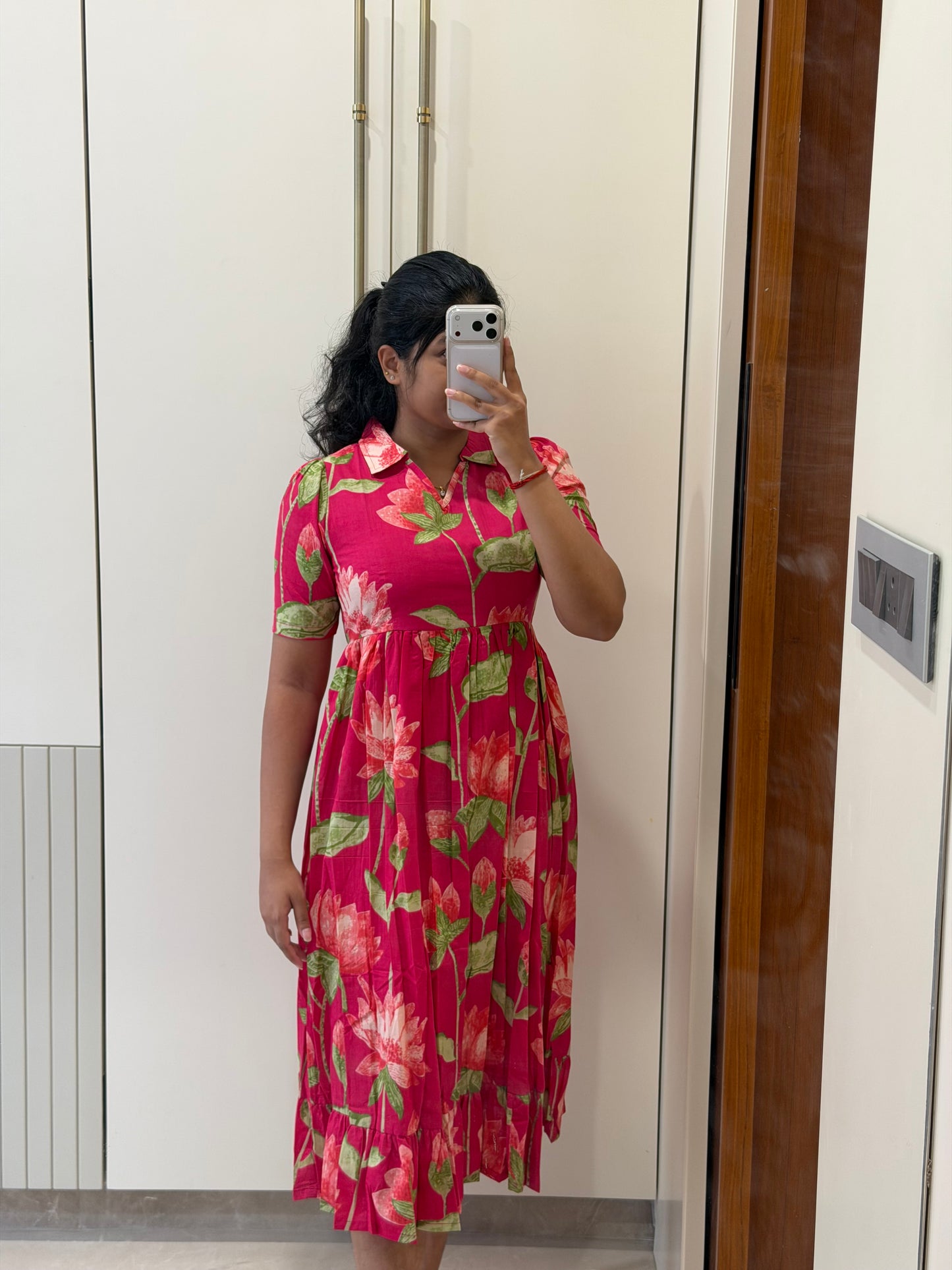 Pink Lotus Cotton Maxi