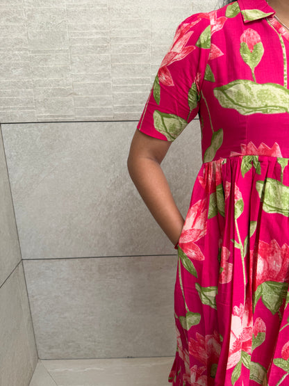 Pink Lotus Cotton Maxi