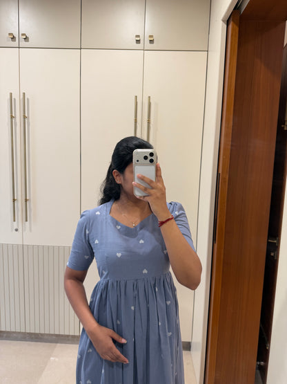 Grey Heart Handloom Cotton Maxi