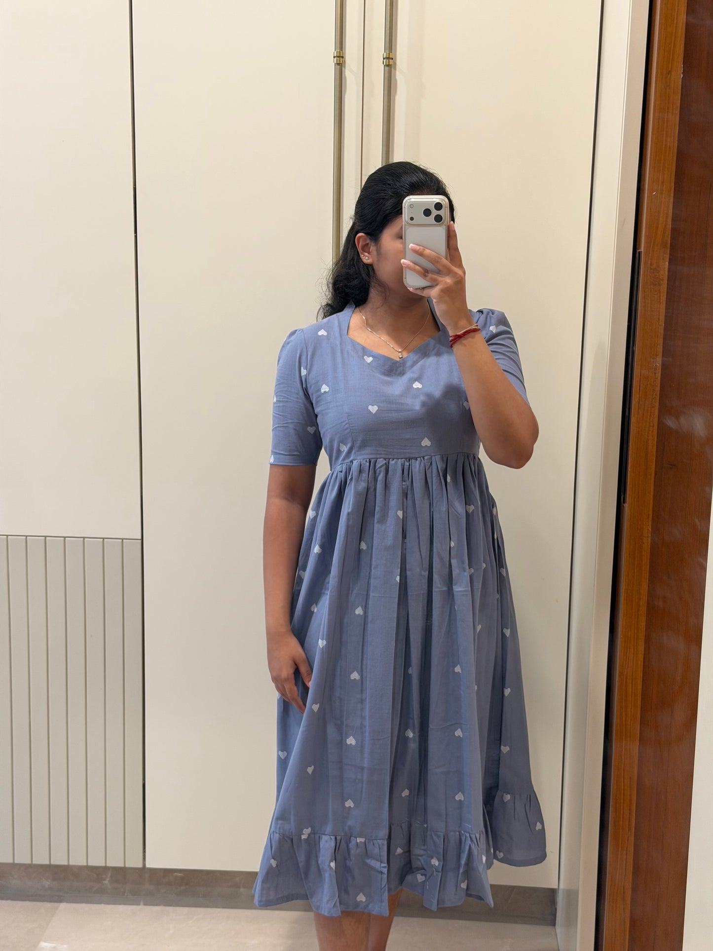 Grey Heart Handloom Cotton Maxi