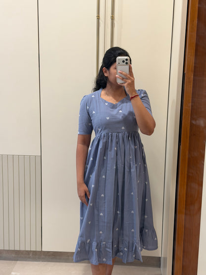 Grey Heart Handloom Cotton Maxi