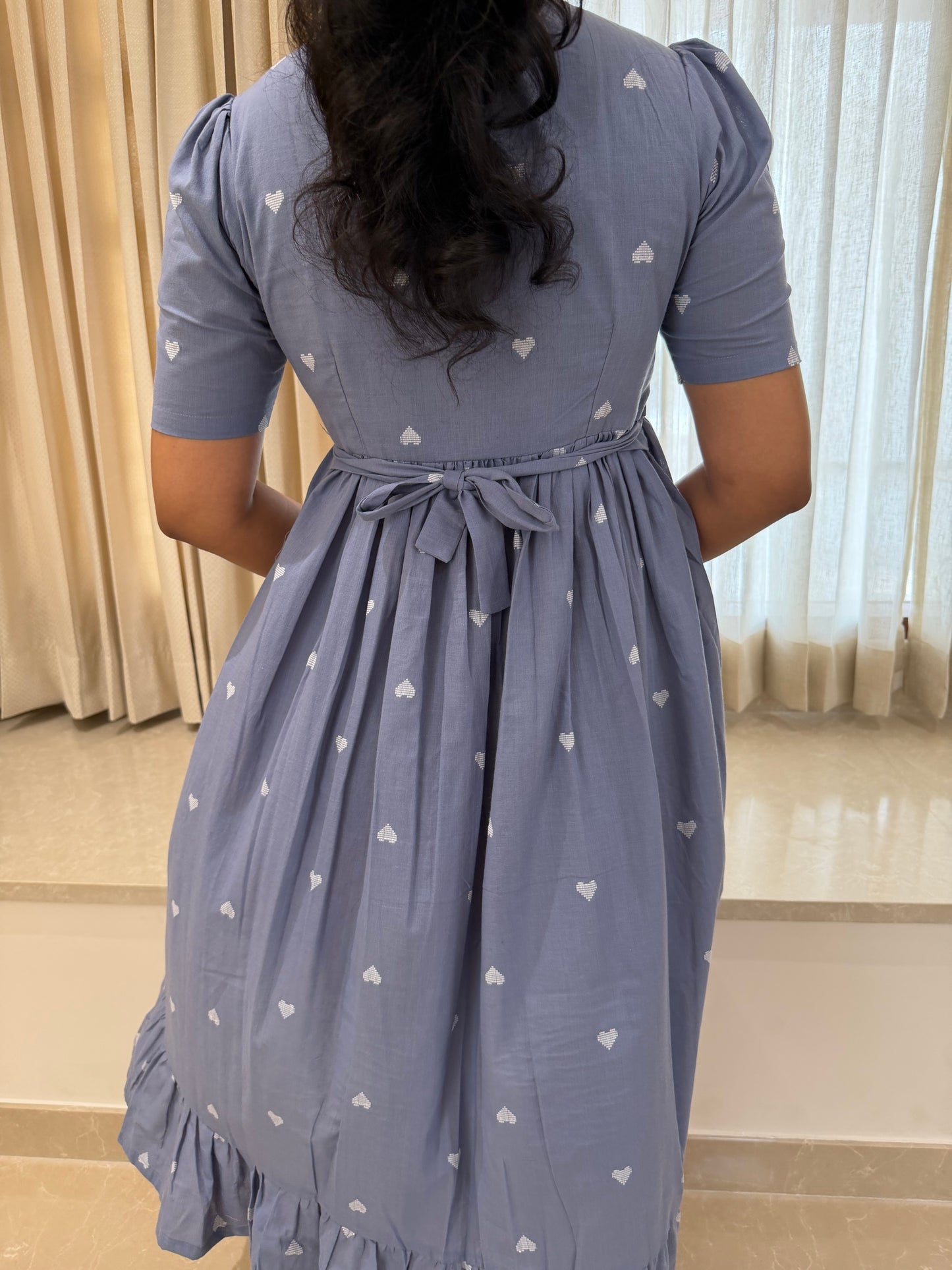 Grey Heart Handloom Cotton Maxi