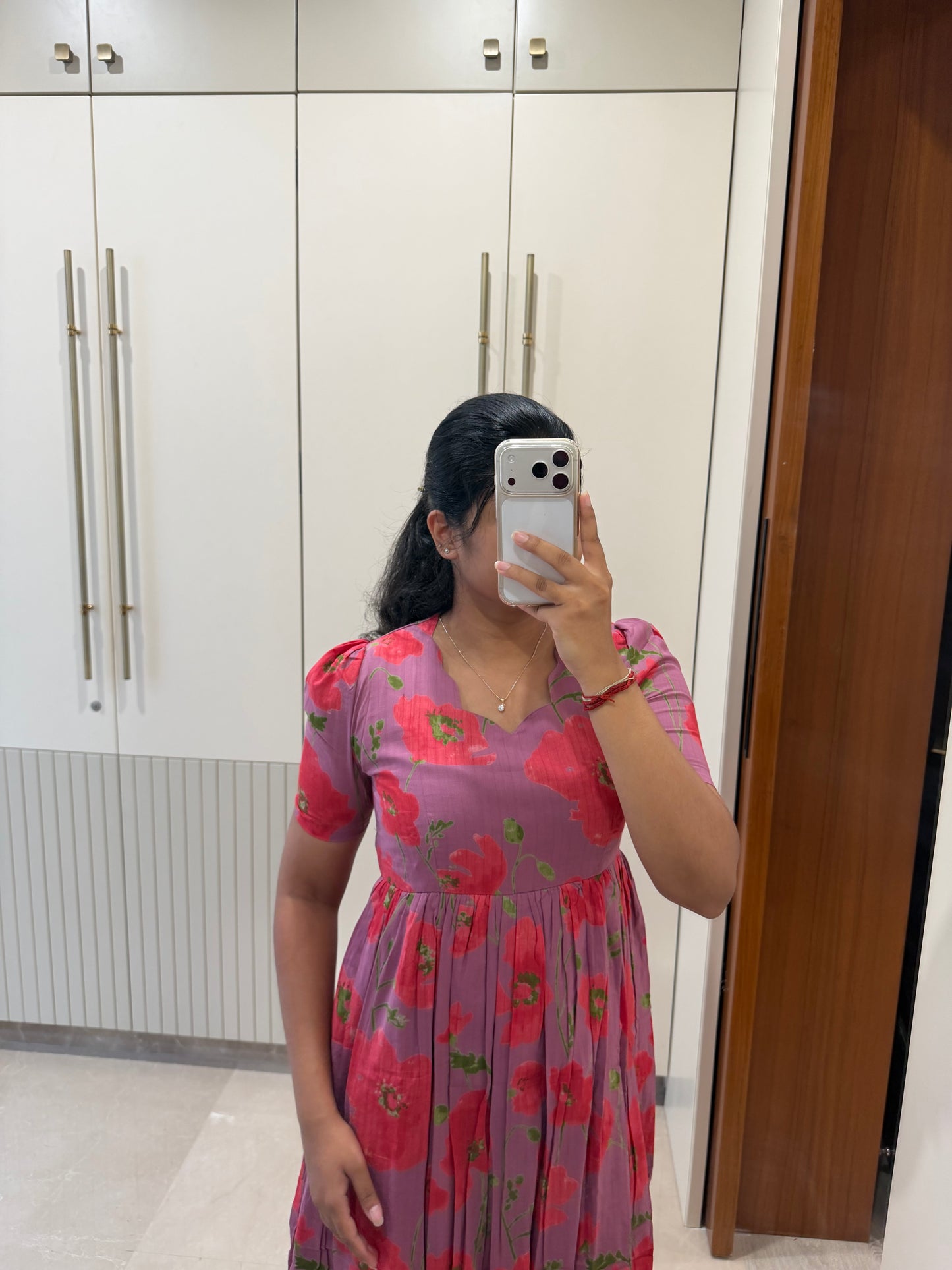 Purple Pink Flower Cotton Maxi