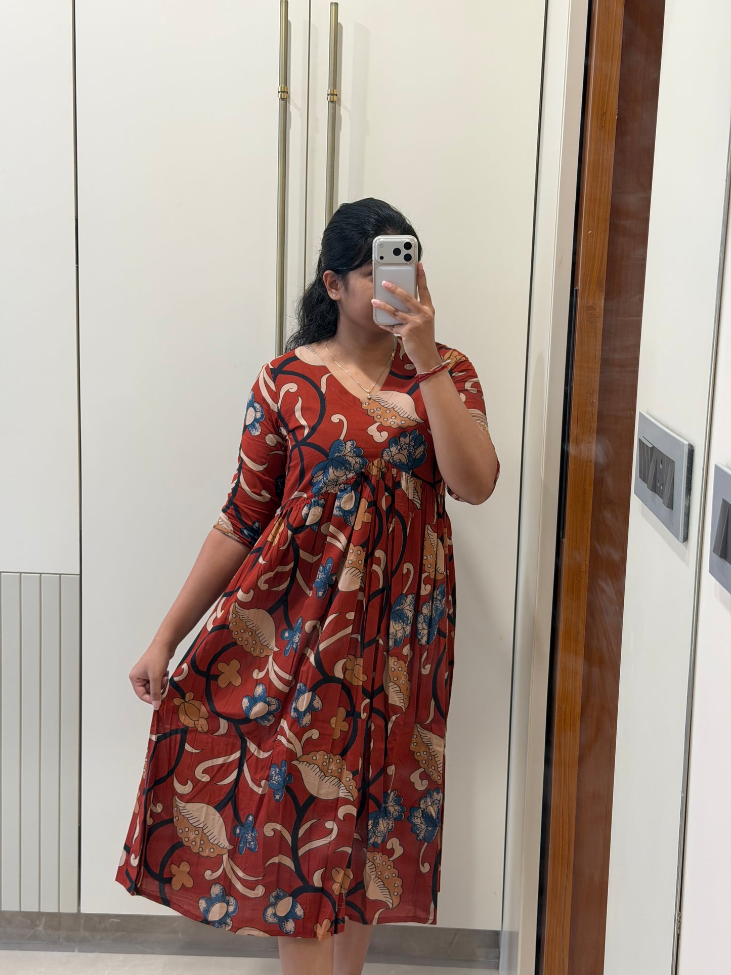 Kalamkari Brown Alia cut maxi