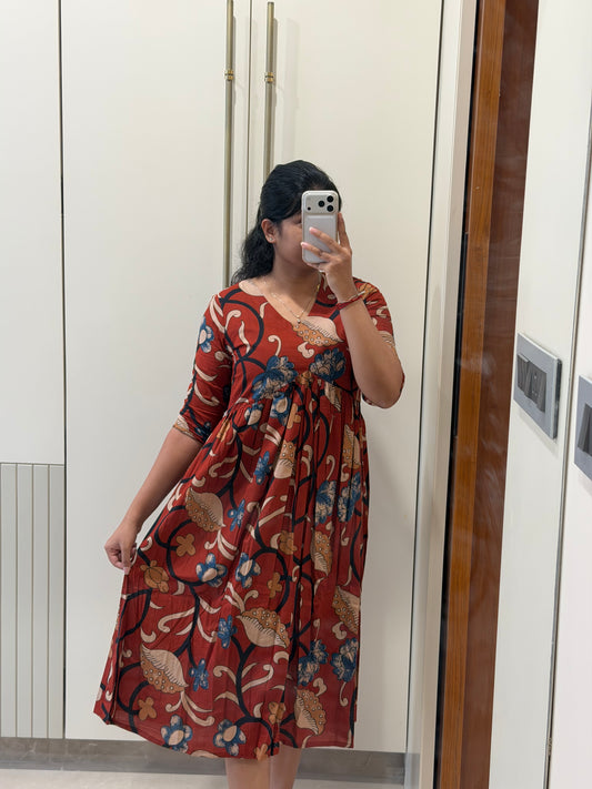 Kalamkari Brown Alia cut maxi